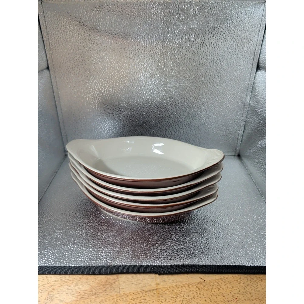 5 Brown Syscoware Individual Baking Au Gratin Casserole Dish Handles 91342 USA